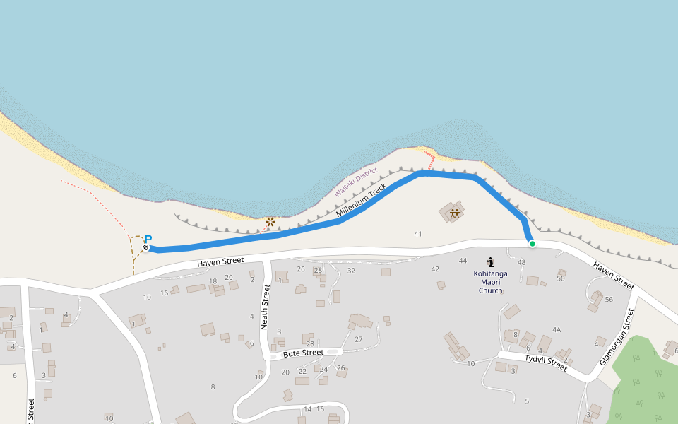 Millenium Track walking route map in Moeraki