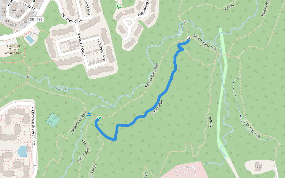 Upland Trail walking route map in Reston