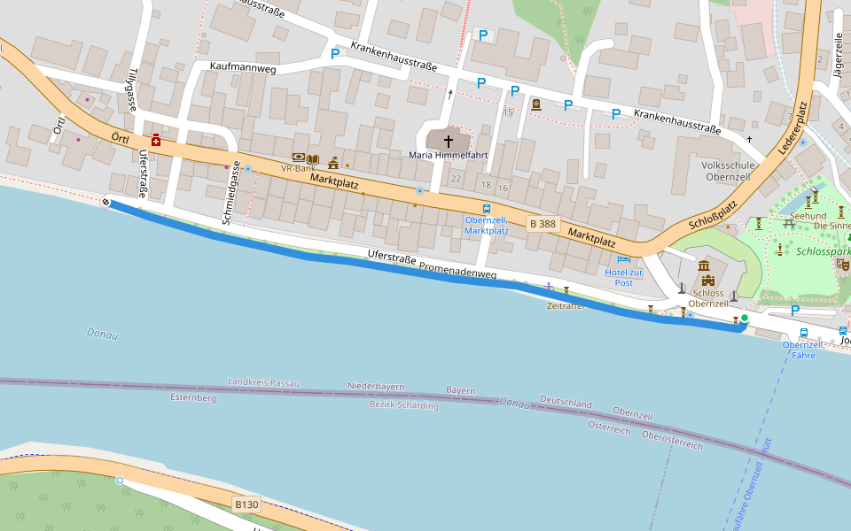 Promenadenweg walking route map in Obernzell