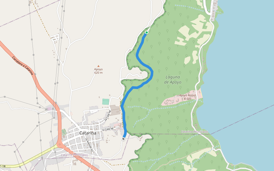 Antigua Vía del Ferrocarril walking route map in Pacaya