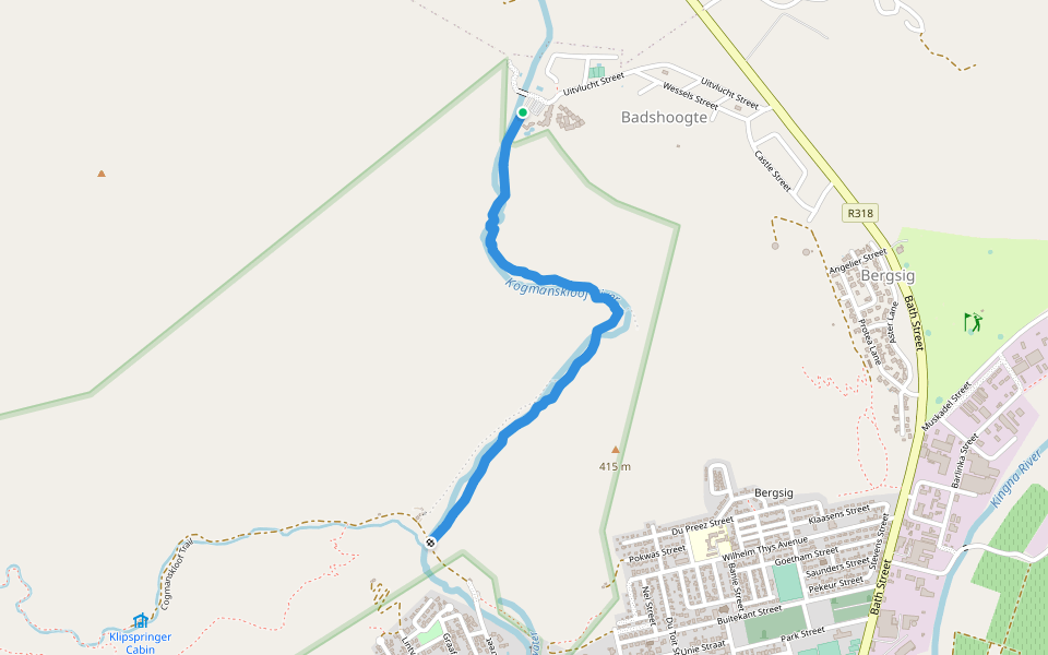 Minnaars Avenue walking route map in Montagu
