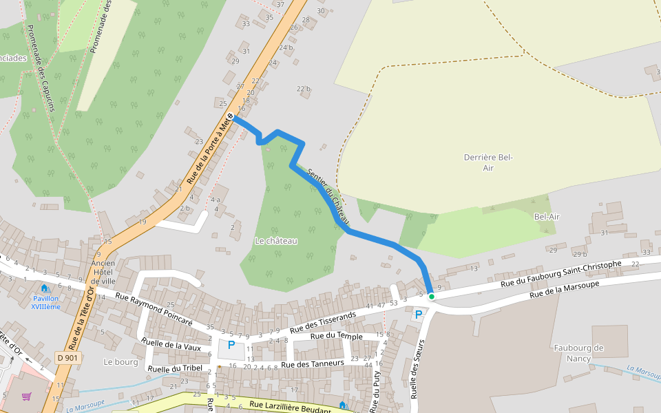 Sentier du Château walking route map in Saint-Mihiel