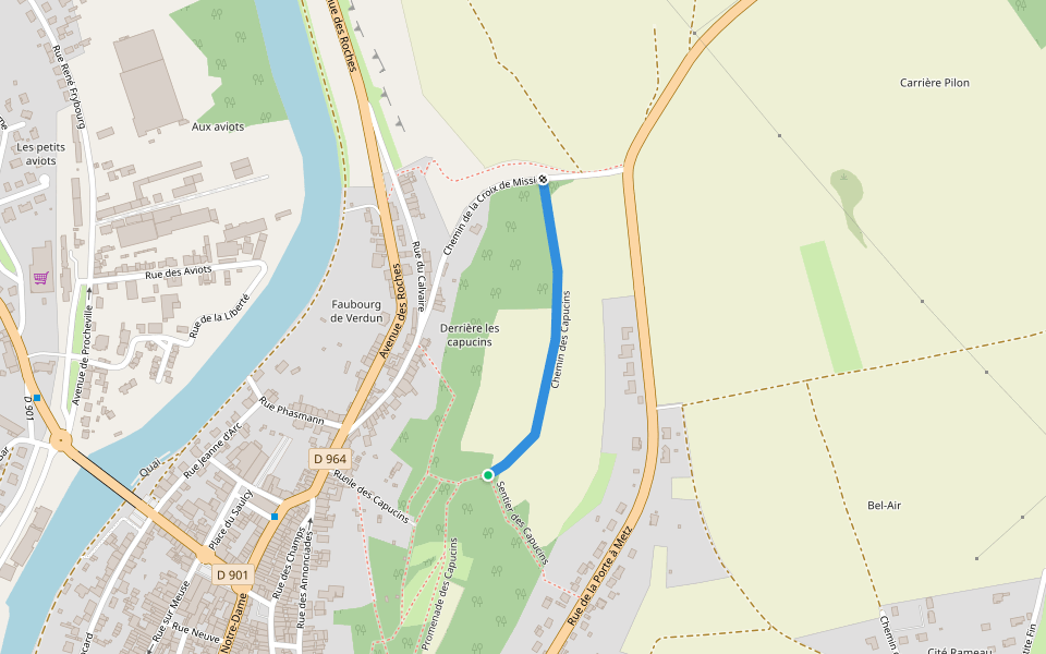 Chemin des Capucins walking route map in Saint-Mihiel