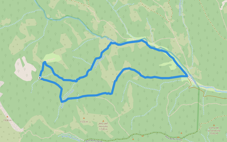 Senda de Carretas walking route map in Cantalojas
