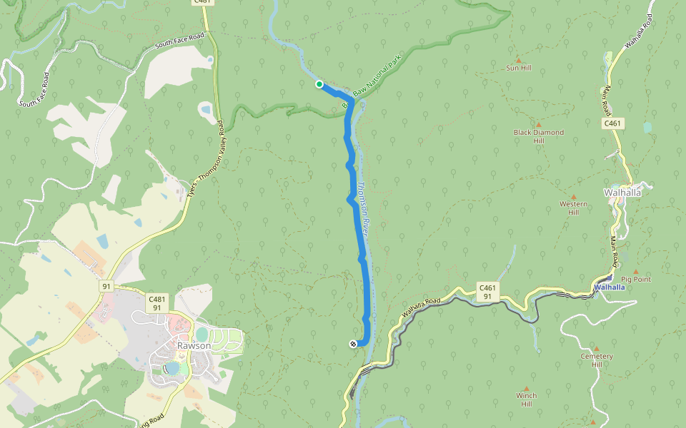 Poverty Gully Walking Track walking route map in Amor