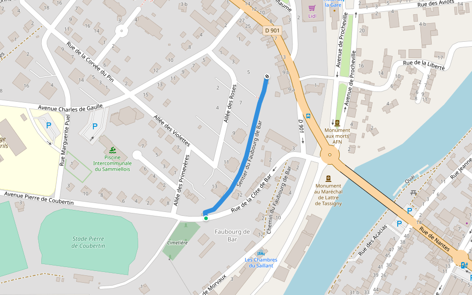 Sentier du Faubourg de Bar walking route map in Saint-Mihiel