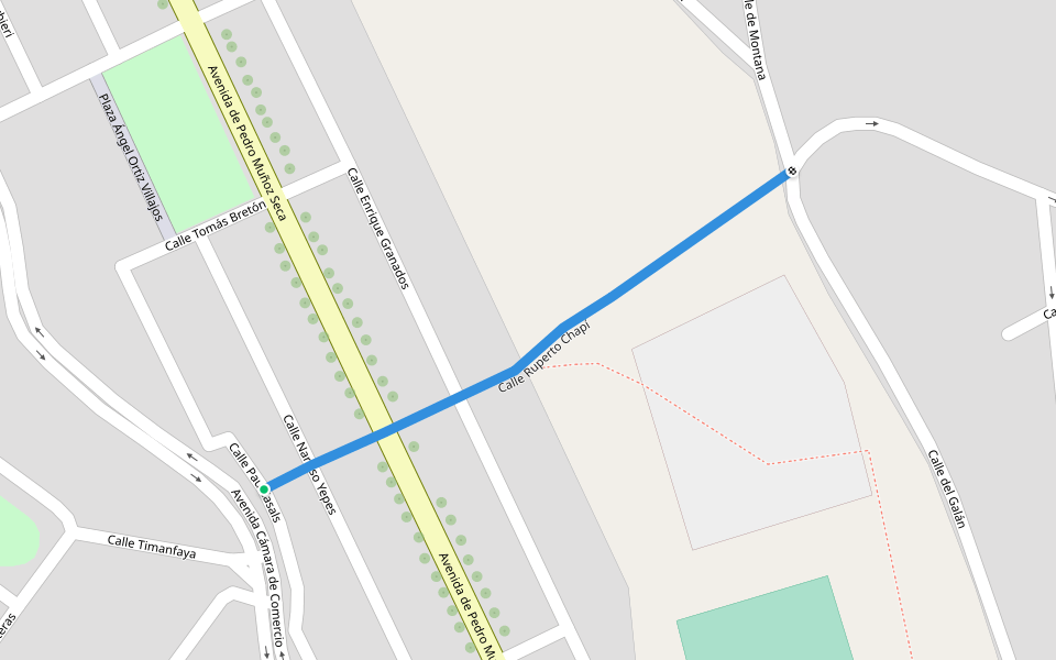 Calle Ruperto Chapí walking route map in Roquetas de Mar