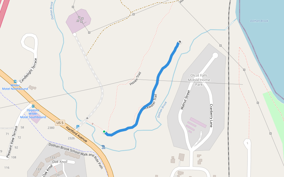 Backwater Trail walking route map in Hartford