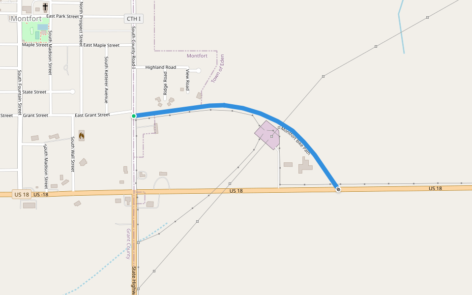 Montfort Bike Path walking route map in Montfort