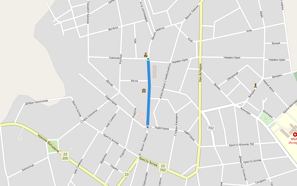 Васил Левски walking route map in Isperih