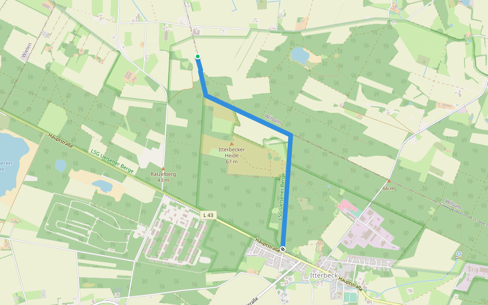Schäperspöll walking route map in Itterbeck