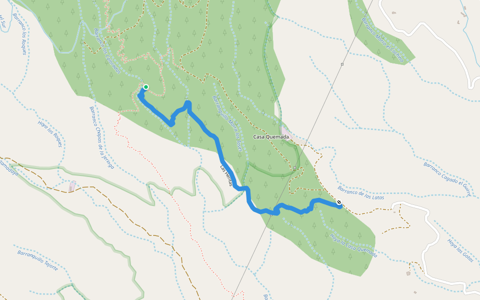 Las Heritas walking route map in La Sabinita