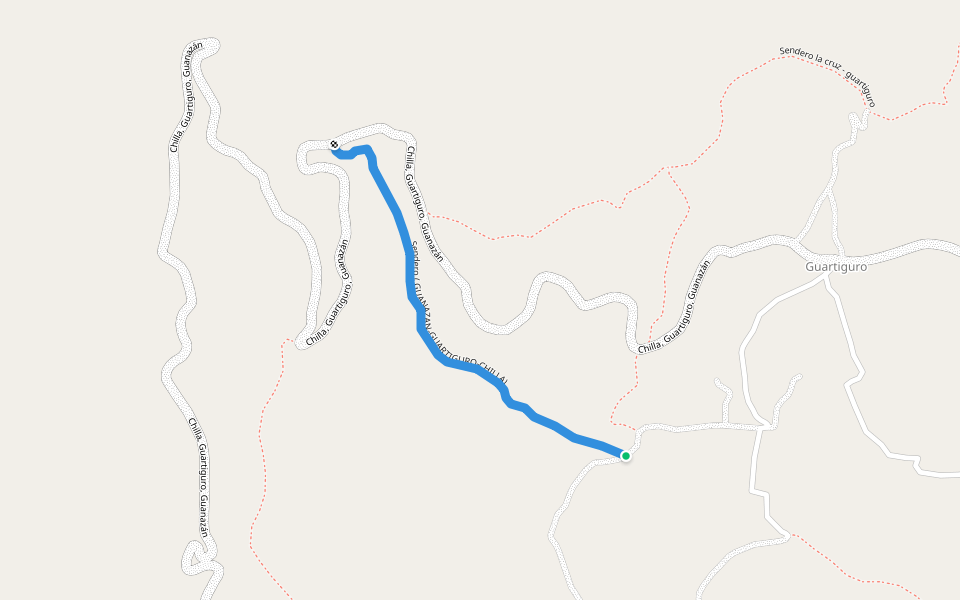 Sendero ( GUANAZAN-GUARTIGURO-CHILLA) walking route map in Machala