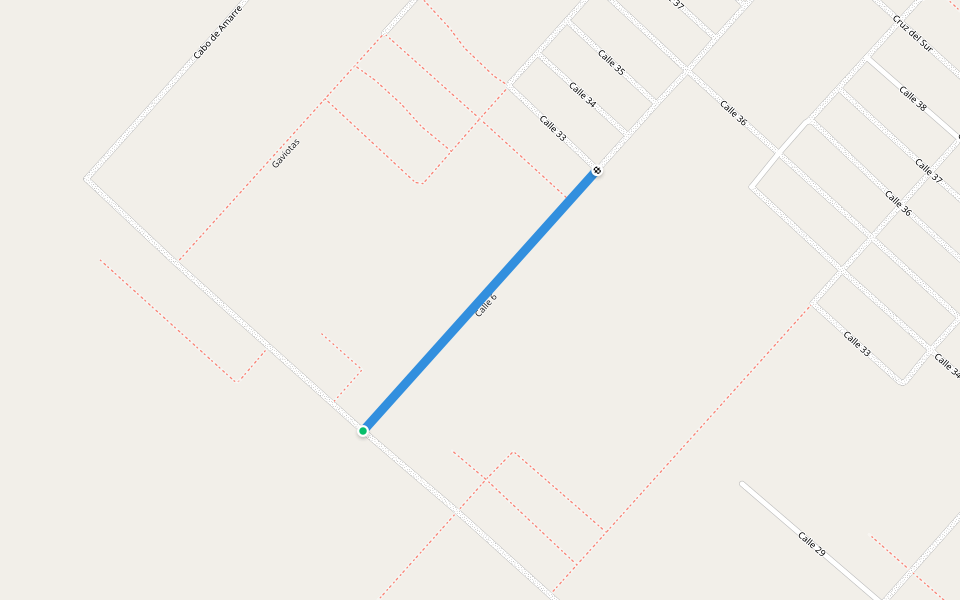 Calle 6 walking route map in La Esmeralda