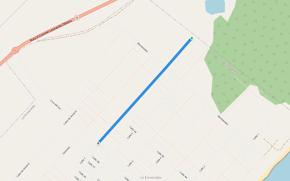 Calle 7 walking route map in La Esmeralda
