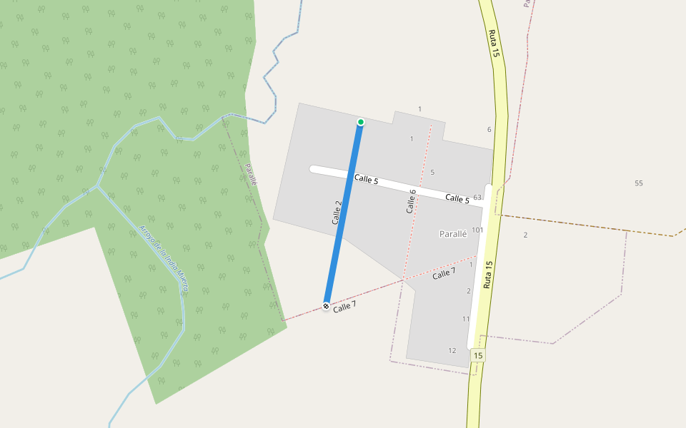 Calle 2 walking route map in Parallé