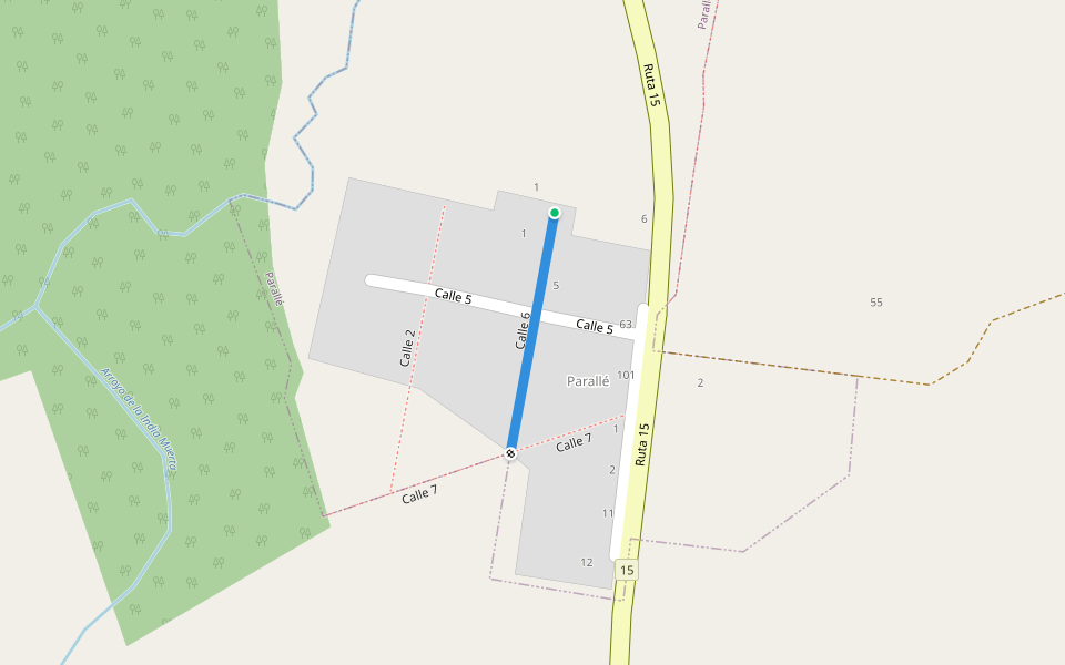 Calle 6 walking route map in Parallé