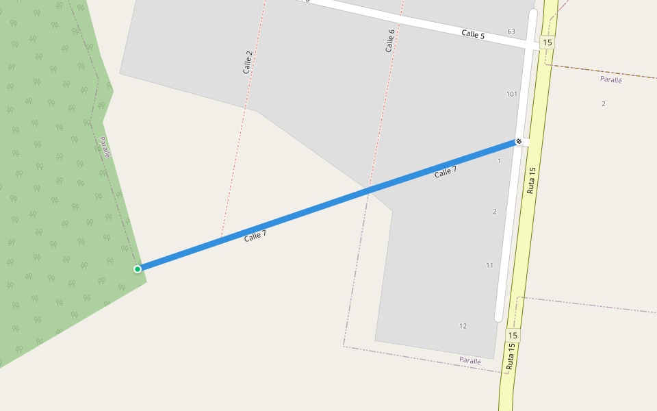 Calle 7 walking route map in Parallé