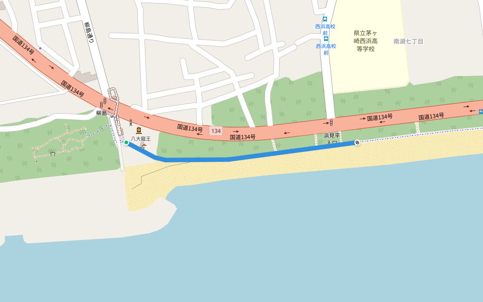 サイクリングロード walking route map in Chigasaki