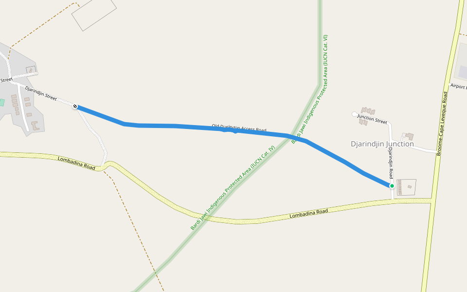 Old Djarindjin Access Road walking route map in Dampier Peninsula