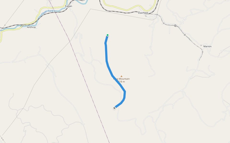 Trail walking route map in Clairfield