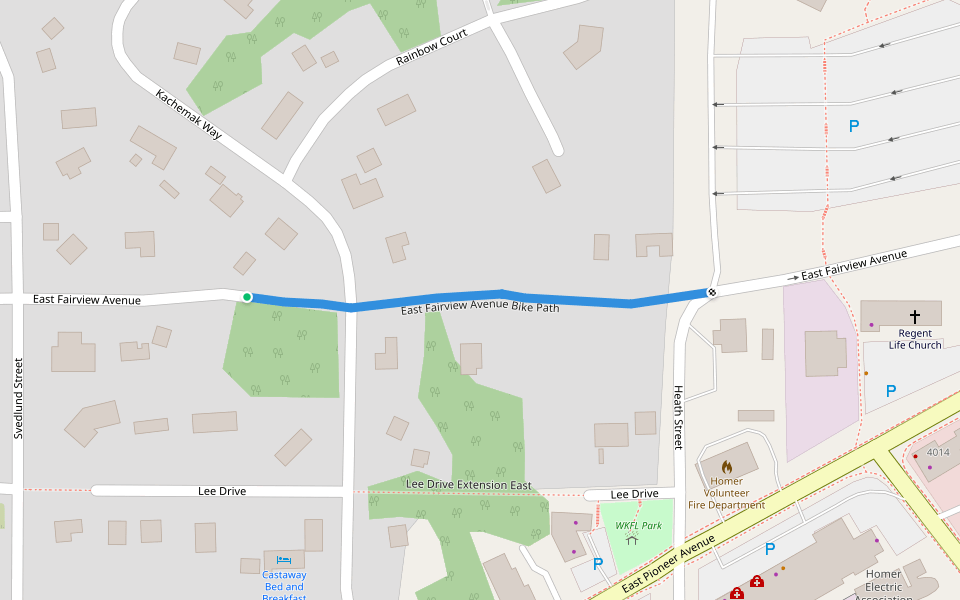 East Fairview Avenue Bike Path walking route map in Homer