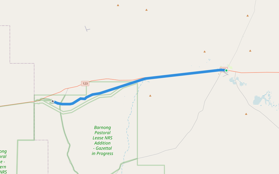 Mullewa - Meekatharra railway (closed 1978) walking route map in Yalgoo