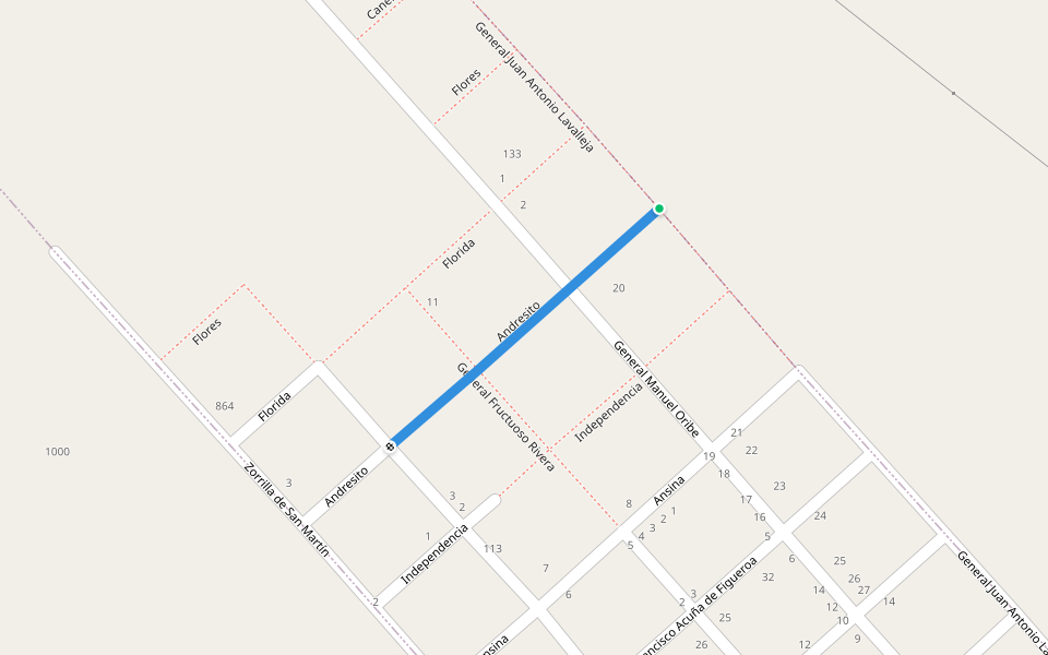 Andresito walking route map in Ecilda Paullier