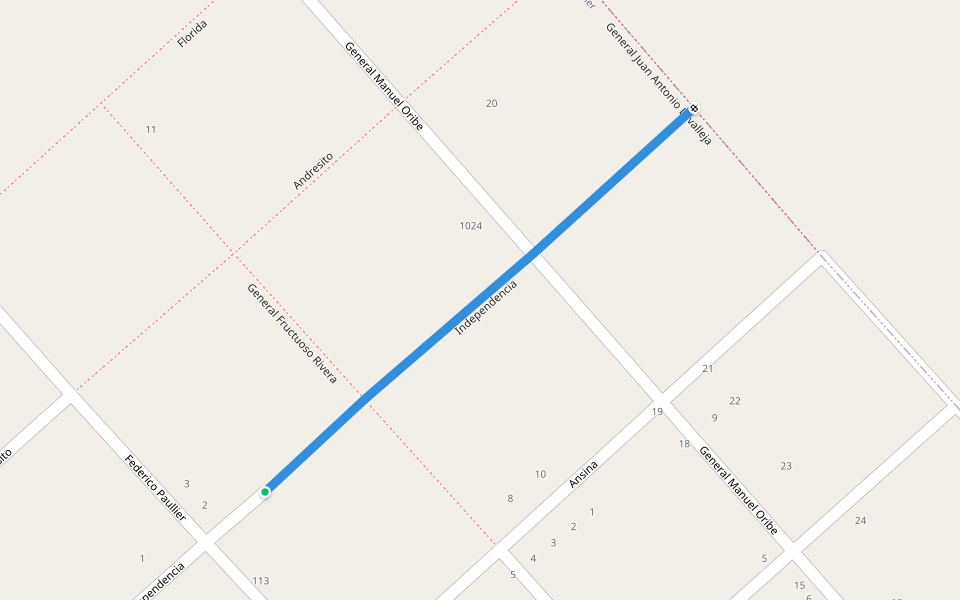 Independencia walking route map in Ecilda Paullier