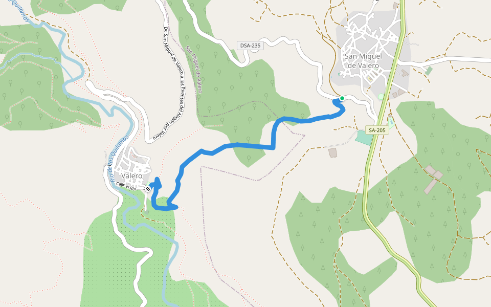 Camino Mulero walking route map in San Miguel de Valero