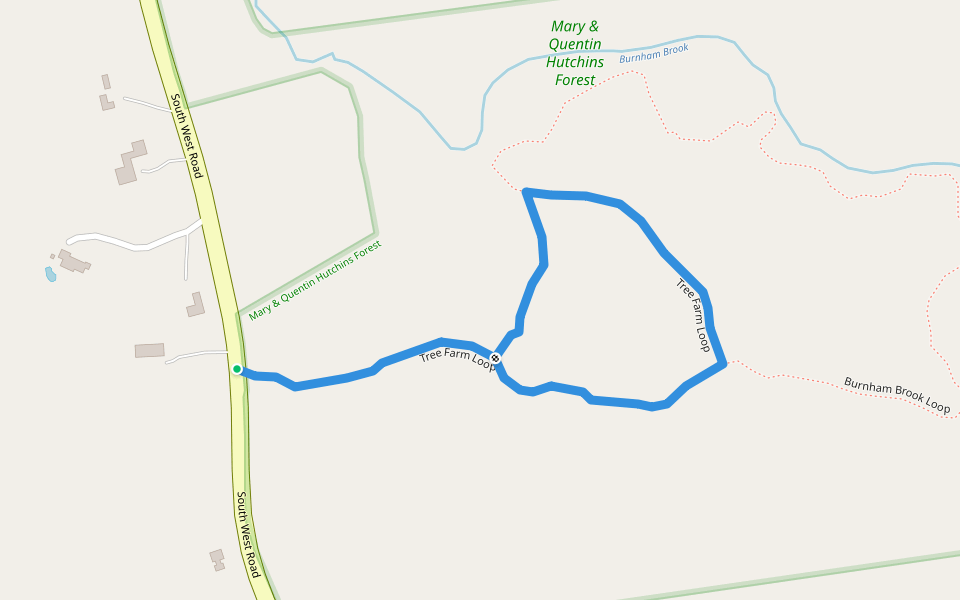 Tree Farm Loop walking route map in Canterbury
