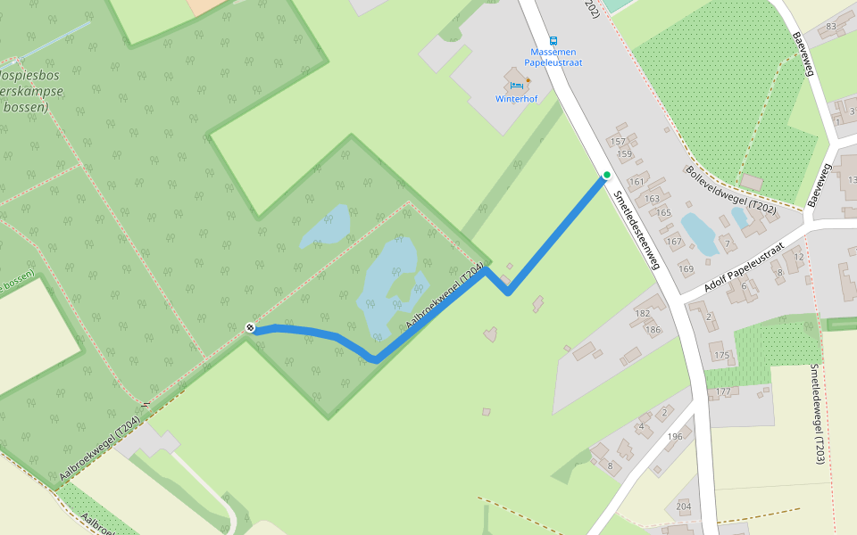 Aalbroekwegel (T204) walking route map in Wetteren