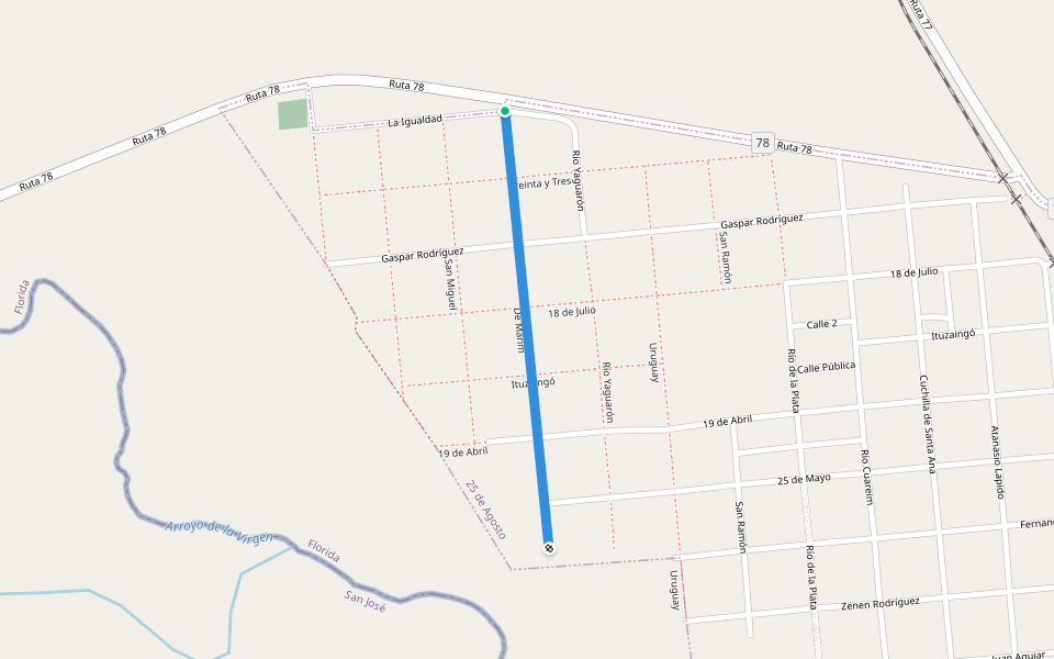 De Marim walking route map in 25 de Agosto