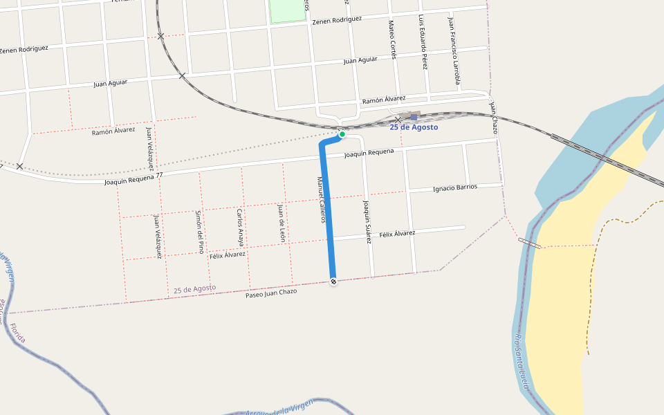 Manuel Calleros walking route map in 25 de Agosto