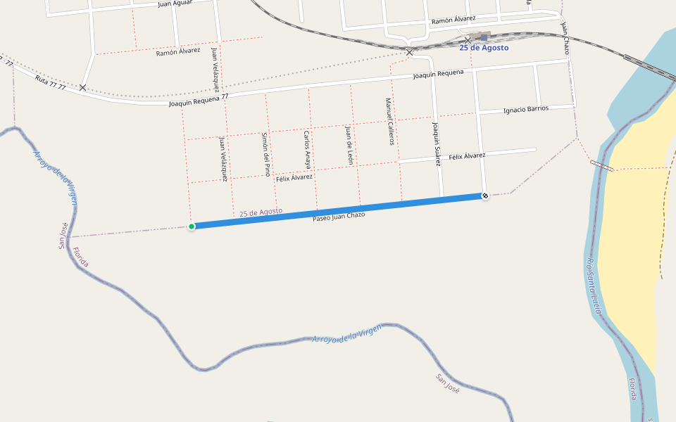 Paseo Juan Chazo walking route map in Cerro Chato