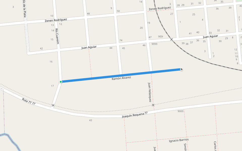 Ramón Álvarez walking route map in 25 de Agosto