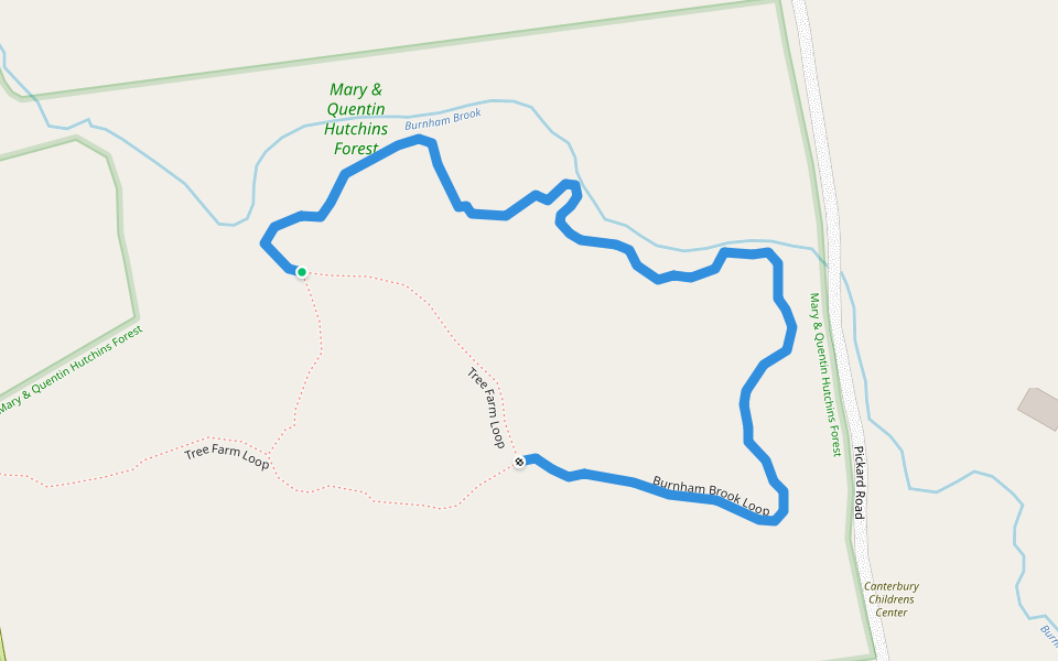 Burnham Brook Loop walking route map in Canterbury