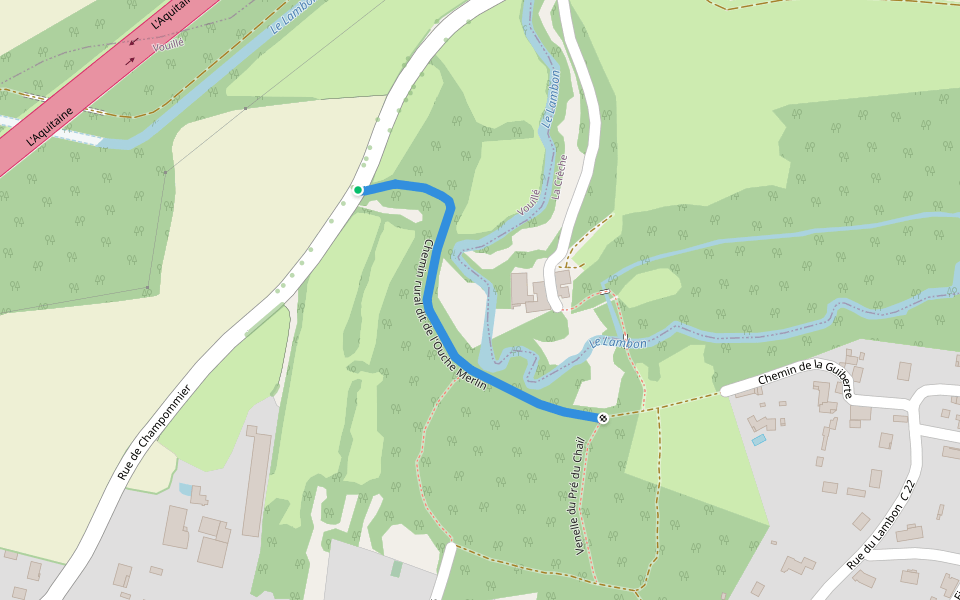 Chemin rural dit de l'Ouche Merlin walking route map in La Crèche