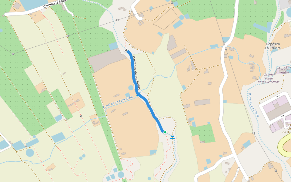 Barranco de las Rosas walking route map in Buenavista del Norte