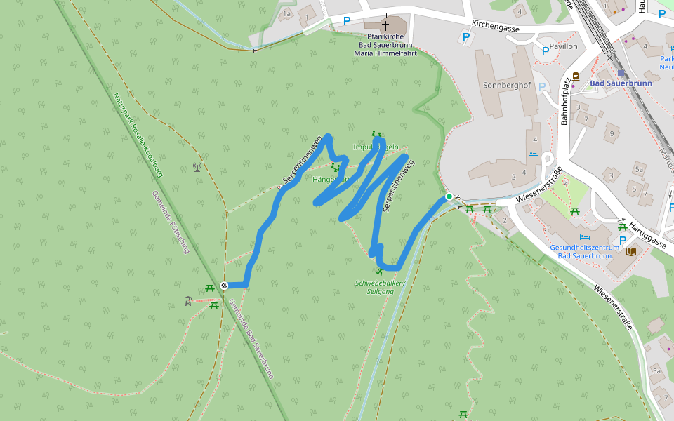 Serpentinenweg walking route map in Bad Sauerbrunn