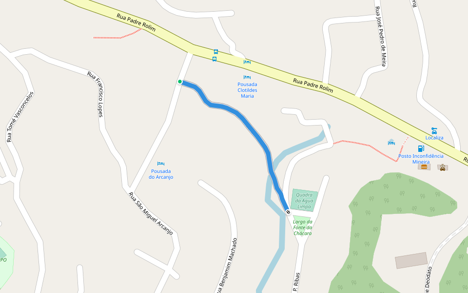 Rua Eliza G. Ferrari walking route map in Ouro Preto