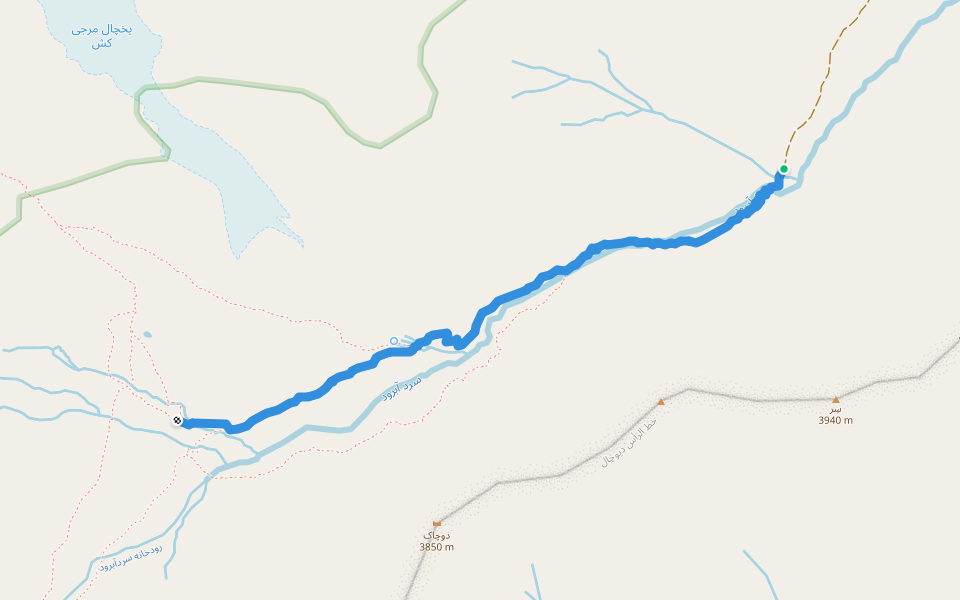 تنگ گلو-حصارچال walking route map in Dalir