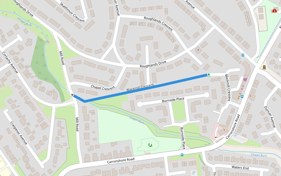 Blackmill Crescent walking route map in Carron