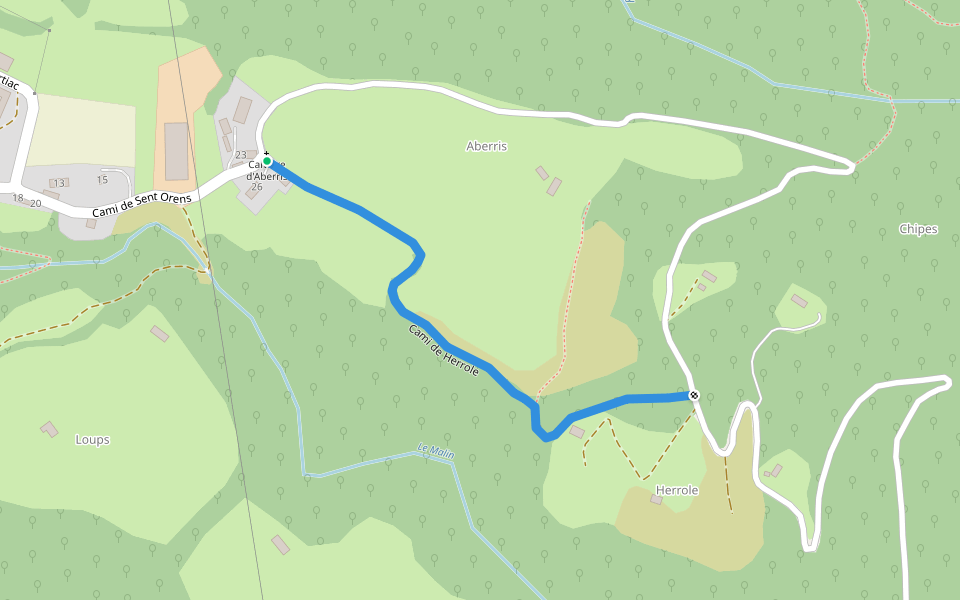 Cami de Herrole walking route map in Villelongue