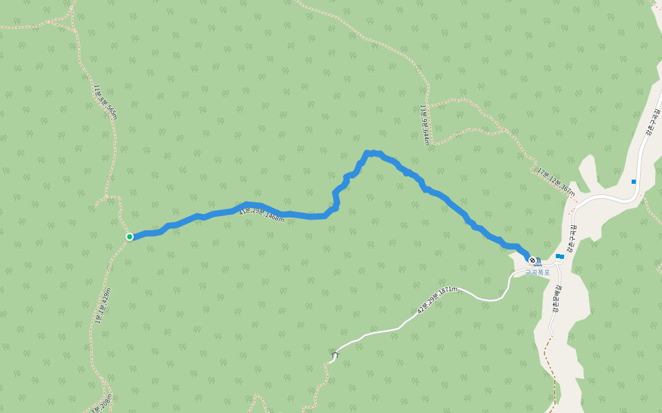 41분,29분,1468m walking route map in Chuncheon-si
