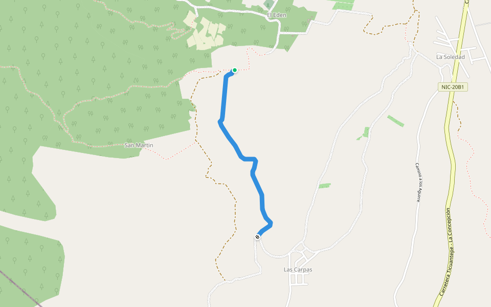 Callejon de los Pinales walking route map in El Edén