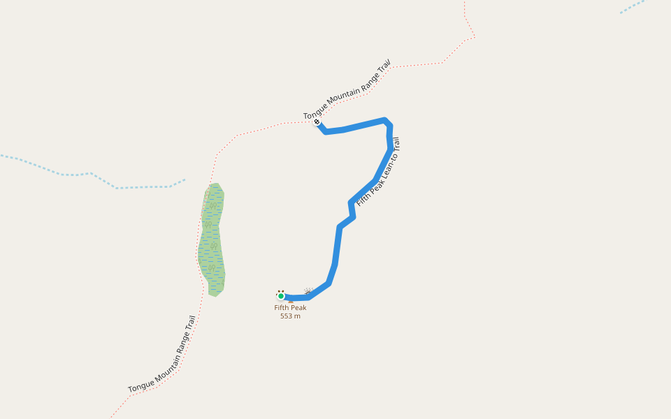 Fifth Peak Lean-to Trail walking route map in Bolton Landing
