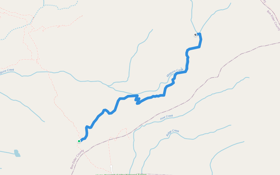 Maguire Canyon Trail walking route map in Harrisville