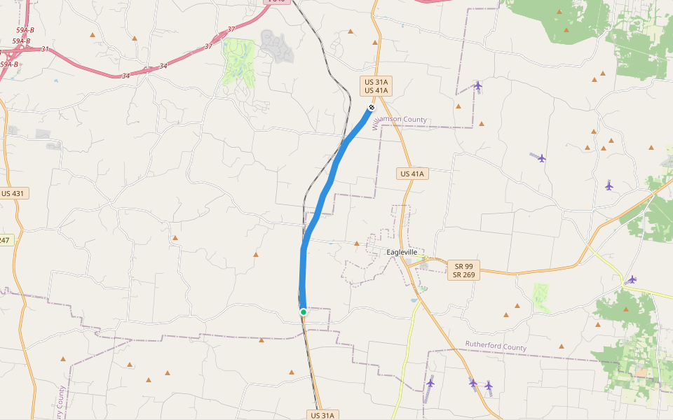 Horton Highway walking route map in Eagleville