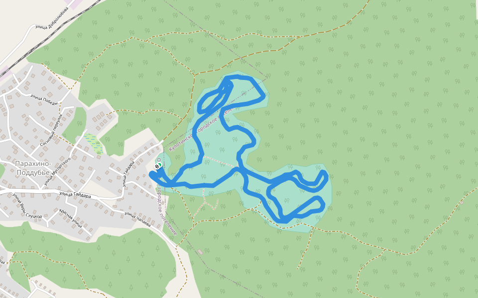 Заброшенная лыжная трасса walking route map in Okulovka